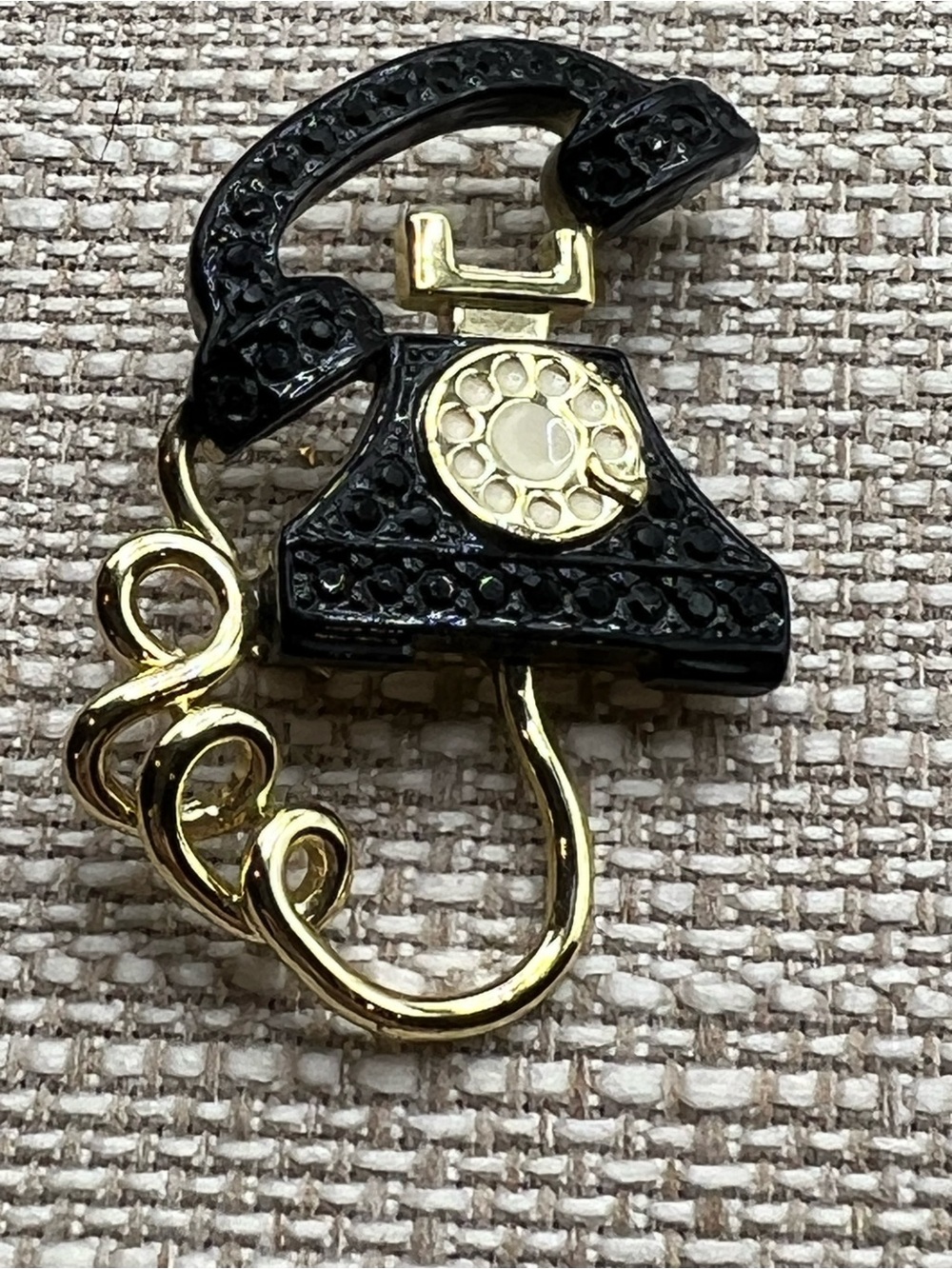 Black Crystals & Gold Vintage Telephone